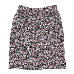 Savion Floral Pencil Skirt Size 6 Navy Pink Microflower Cottagecore Chic USA